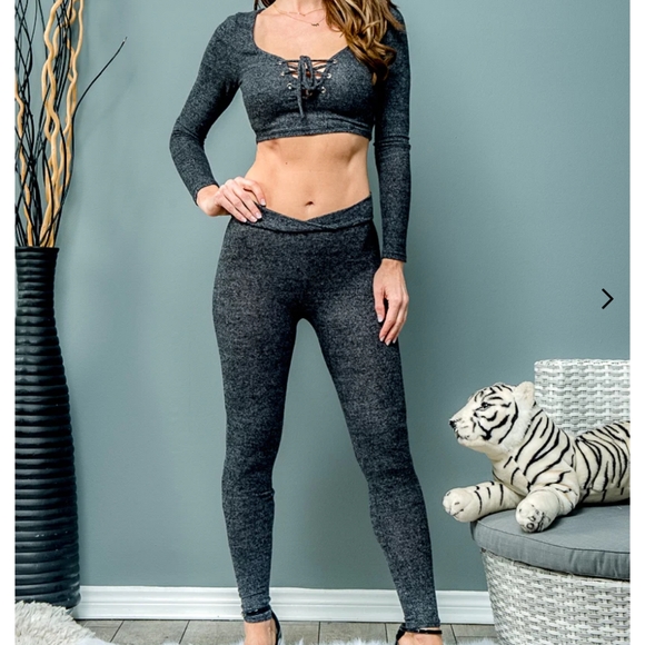 Pants - May Pink Crop Top and Leggings Set